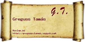 Greguss Tamás névjegykártya